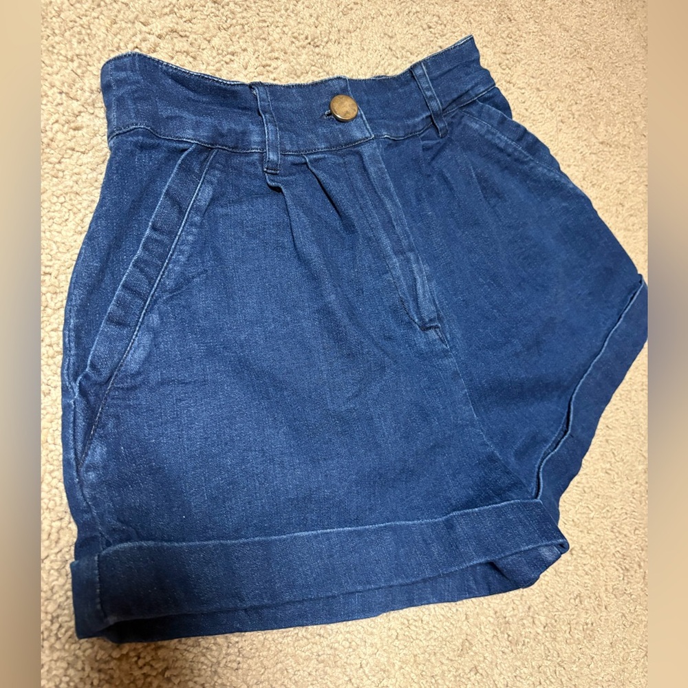 Cleobella size small denim high waisted trouser shorts - Picture 2 of 8
